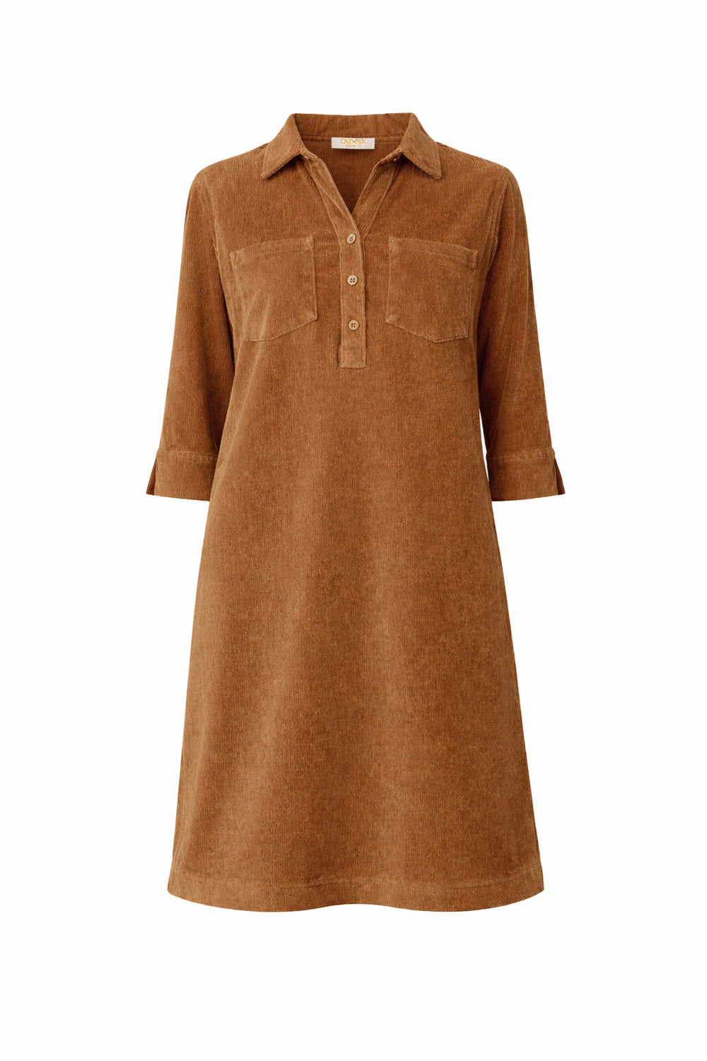 Kleid in Jersey Cord | Cognac
