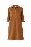 Kleid in Jersey Cord | Cognac