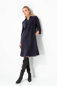 Kleid in Jersey Cord | Navy