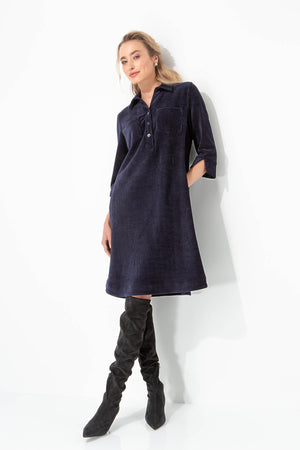 Kleid in Jersey Cord | Navy