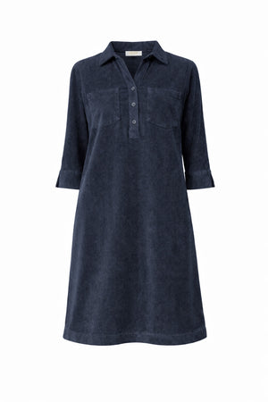 Kleid in Jersey Cord | Navy