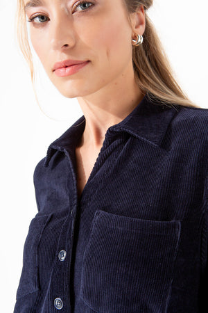 Kleid in Jersey Cord | Navy
