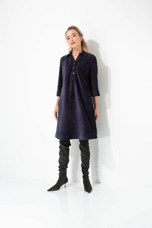 Kleid in Jersey Cord | Navy