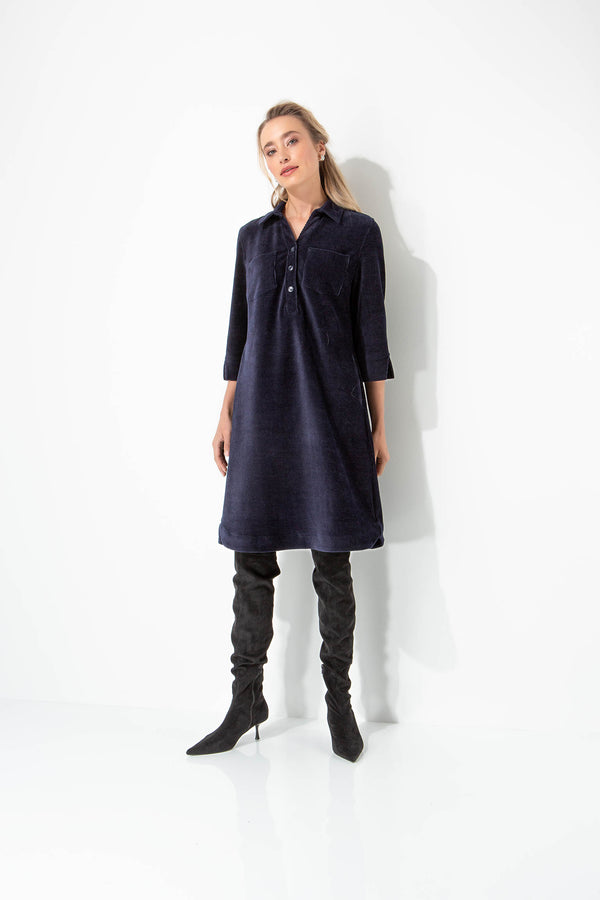 Kleid in Jersey Cord | Navy