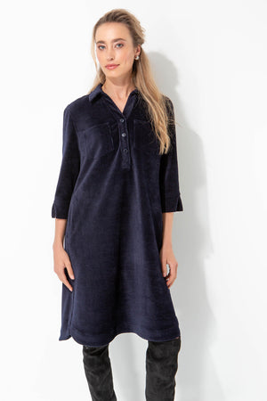 Kleid in Jersey Cord | Navy