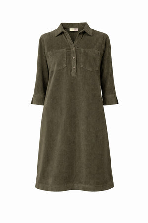 Kleid in Jersey Cord | Olive