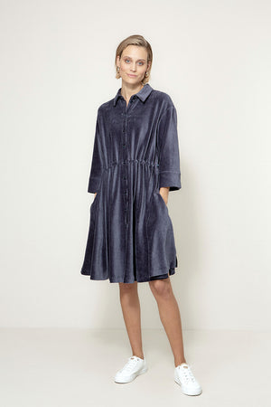 Kleid in Jersey Cord | Navy