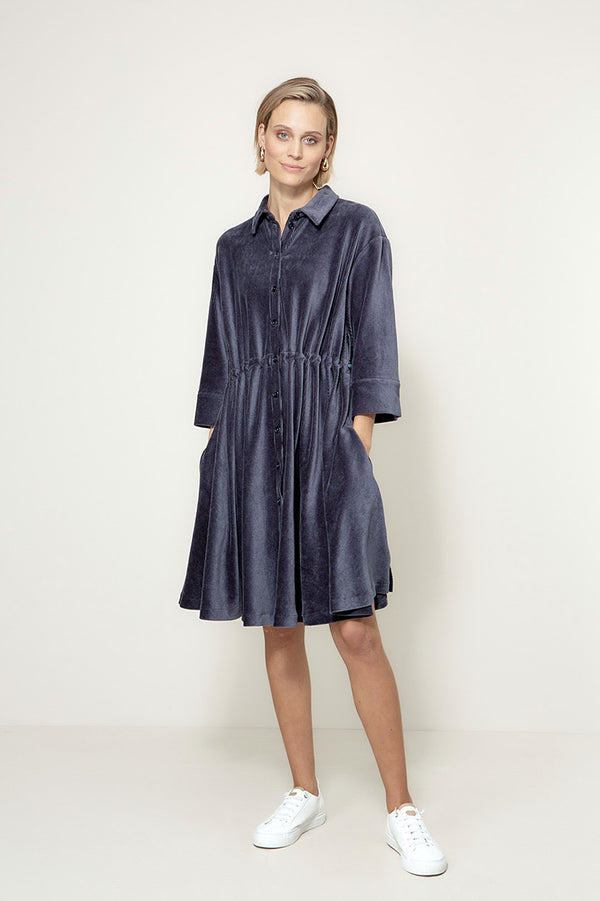 Kleid in Jersey Cord | Navy