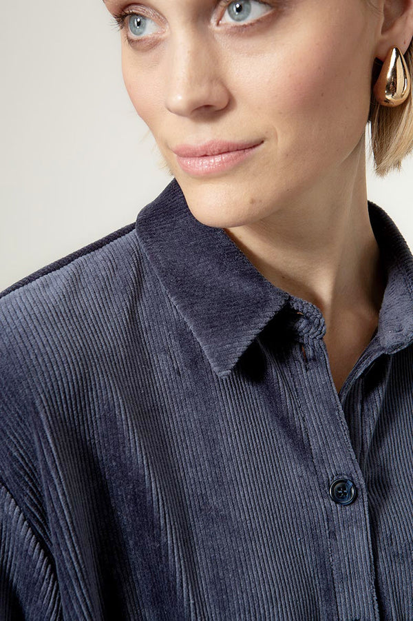 Kleid in Jersey Cord | Navy