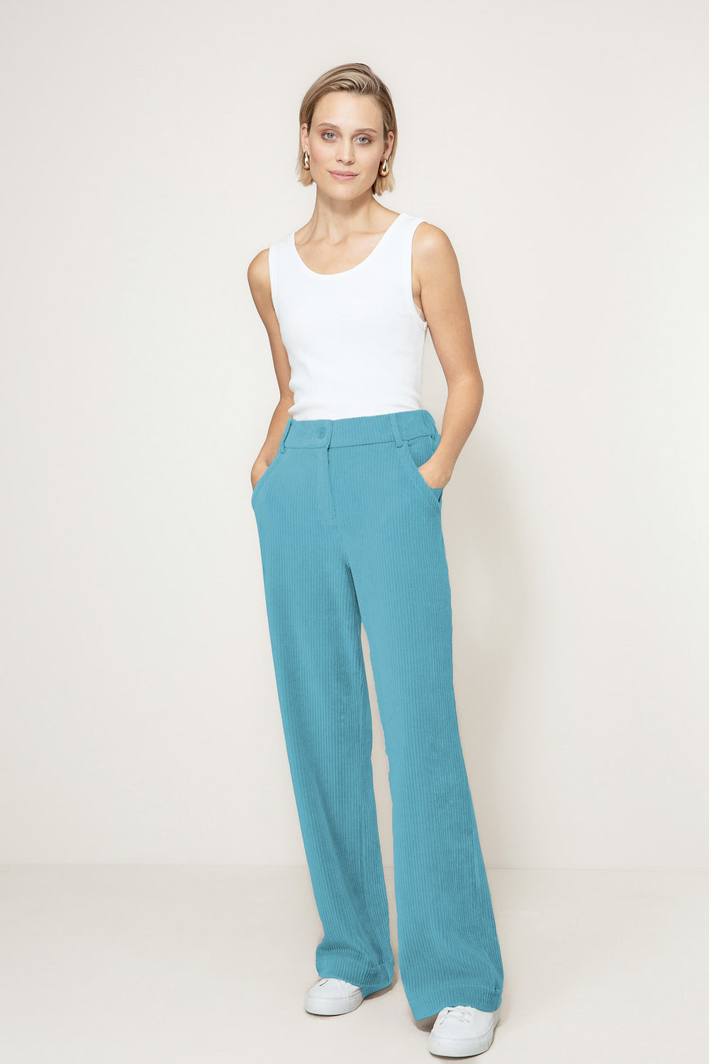 Hose in Jersey Wide Cord | Teal