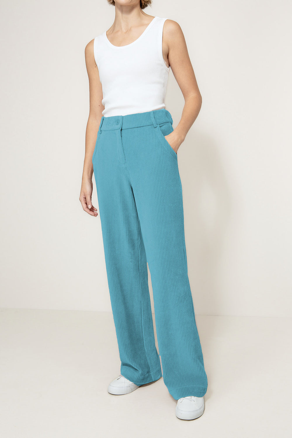 Hose in Jersey Wide Cord | Teal
