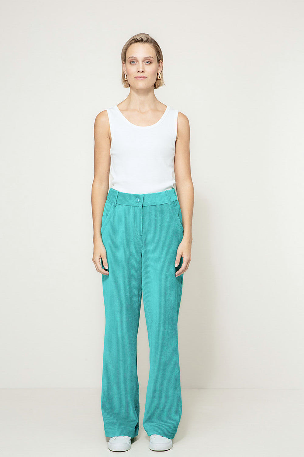 Hose in Jersey Wide Cord | Turquoise