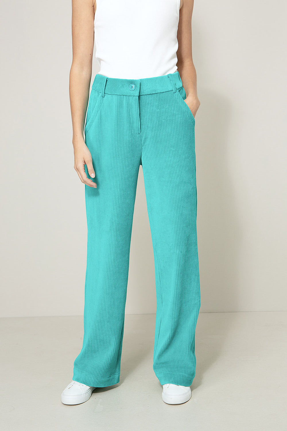 Hose in Jersey Wide Cord | Turquoise