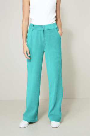 Hose in Jersey Wide Cord | Turquoise