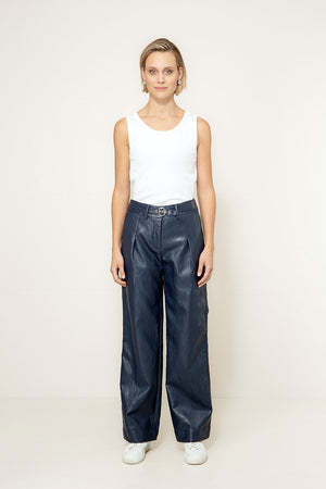 Hose in veganem Leder | Navy