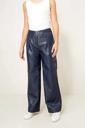 Hose in veganem Leder | Navy