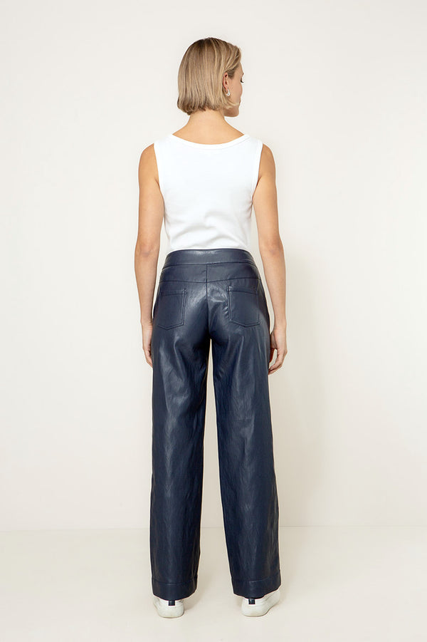Hose in veganem Leder | Navy