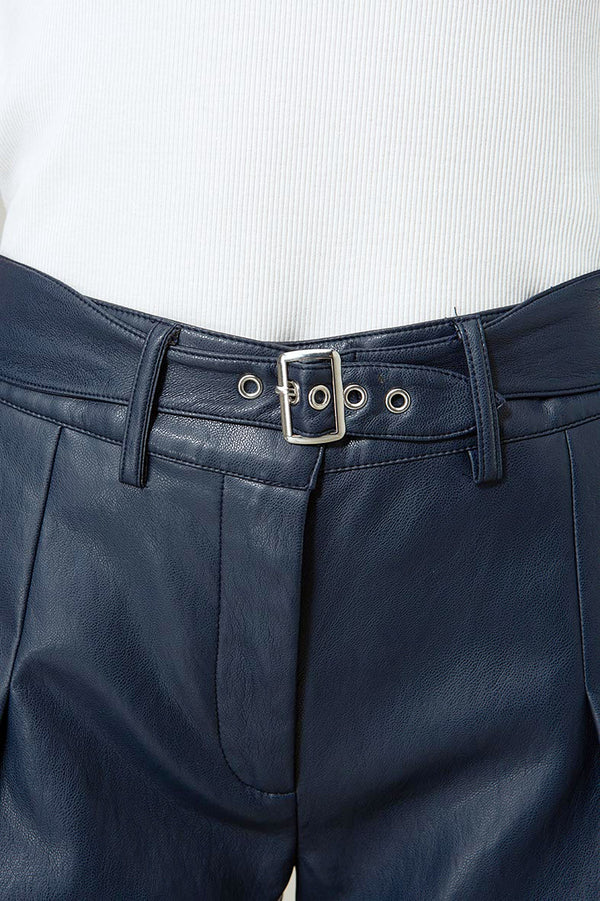 Hose in veganem Leder | Navy