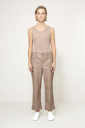 Hose in veganem Leder | Taupe