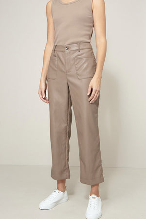 Hose in veganem Leder | Taupe