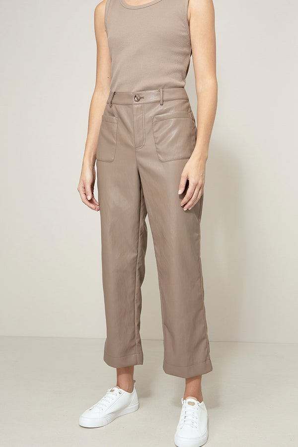 Hose in veganem Leder | Taupe