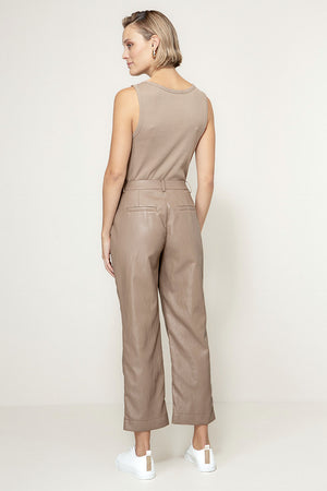 Hose in veganem Leder | Taupe