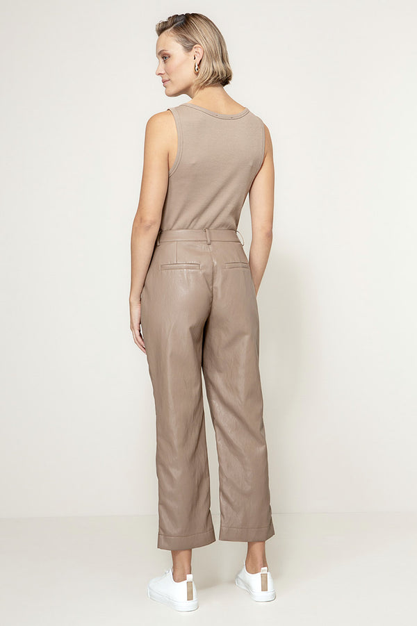 Hose in veganem Leder | Taupe