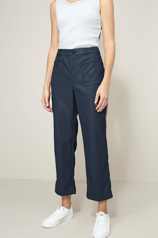 Hose in veganem Leder | Navy