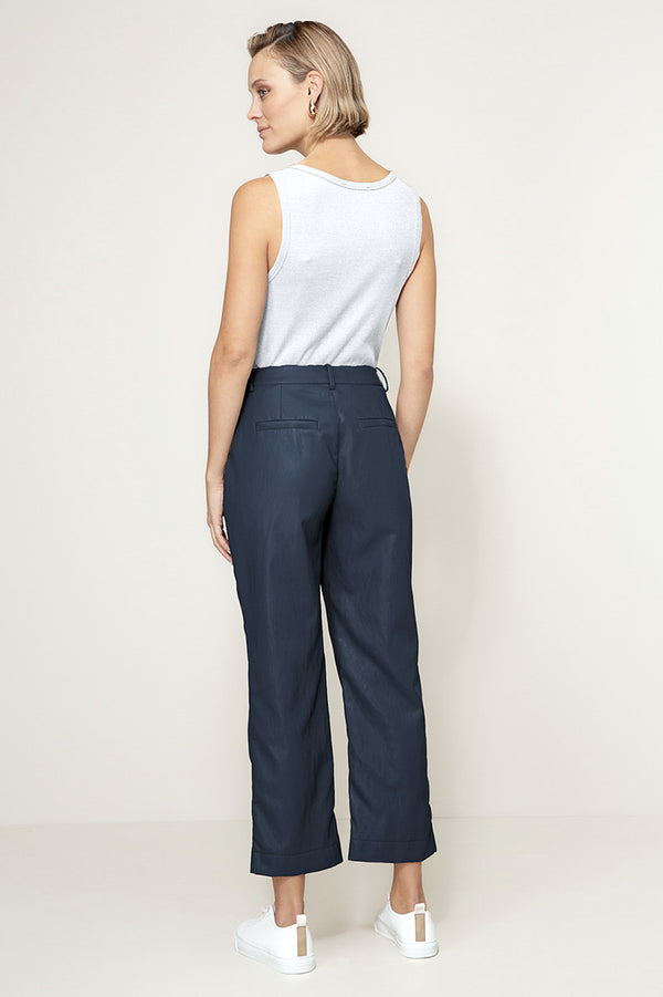 Hose in veganem Leder | Navy