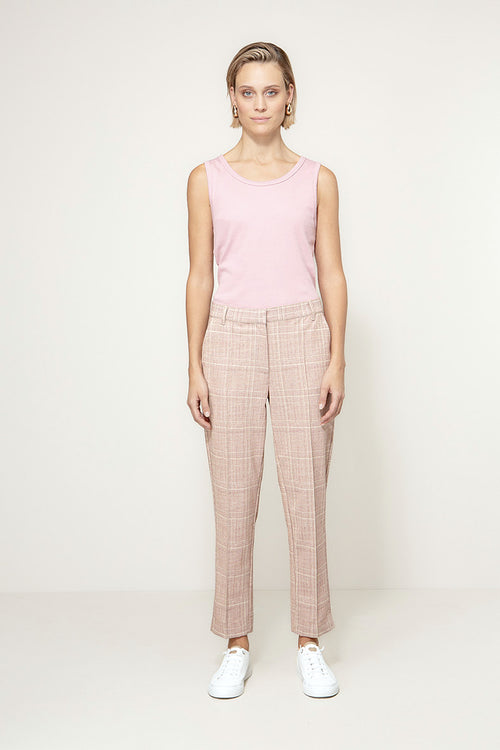 Karrierte Hose in Heavy Jersey | Mauve