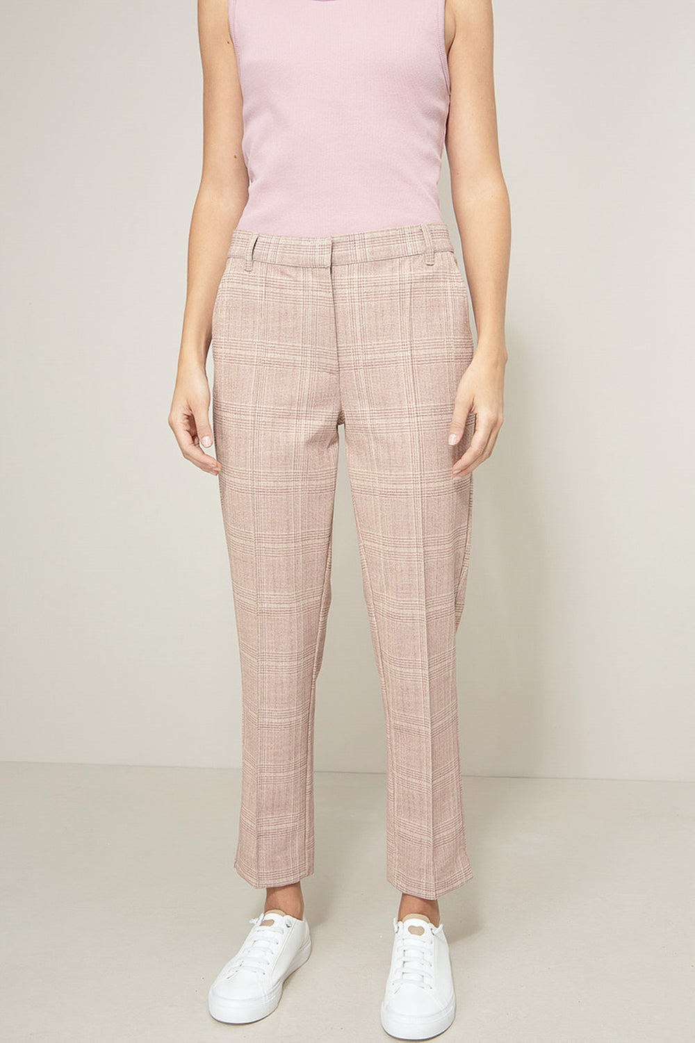 Karrierte Hose in Heavy Jersey | Mauve