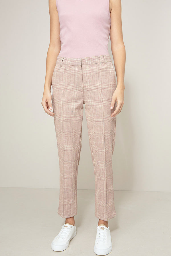 Karrierte Hose in Heavy Jersey | Mauve