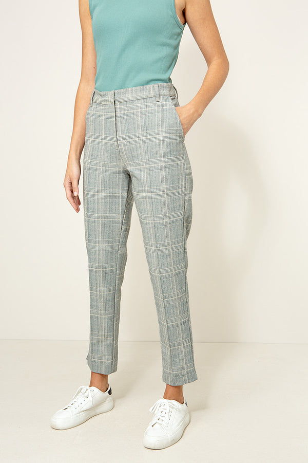 Karrierte Hose in Heavy Jersey | Teal