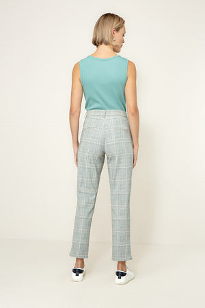 Karrierte Hose in Heavy Jersey | Teal