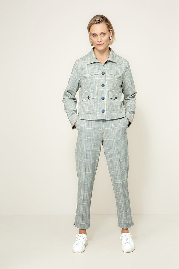 Karrierte Hose in Heavy Jersey | Teal