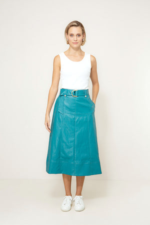 Rock in veganem Leder | Teal