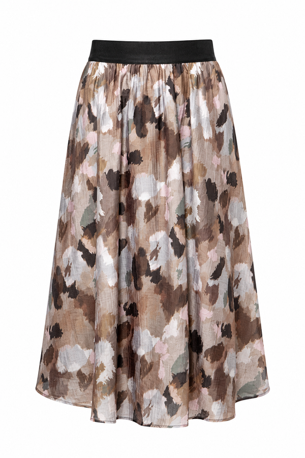 Rock in Lyocell-Crepe mit Print