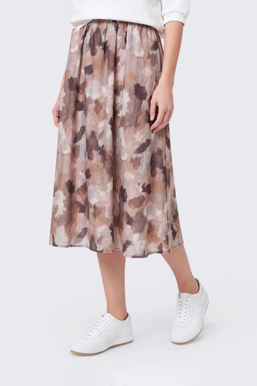 Rock in Lyocell-Crepe mit Print