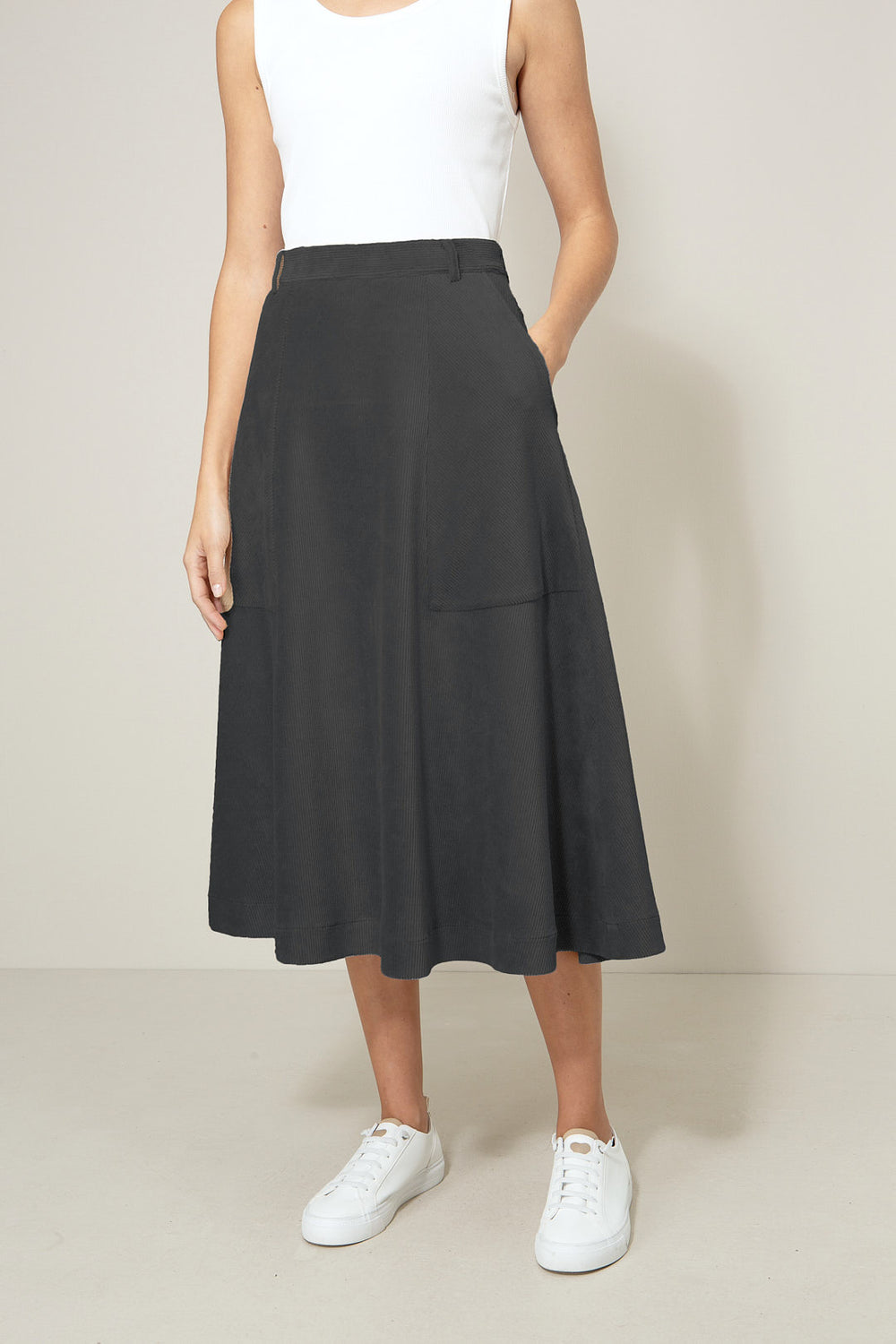 Jersey corduroy skirt | Black