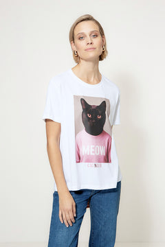 T-Shirt mit Placement Print | Black Cat