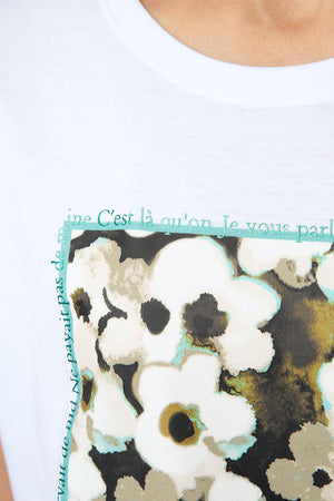 T-Shirt mit Placement Print | Teal Flowers