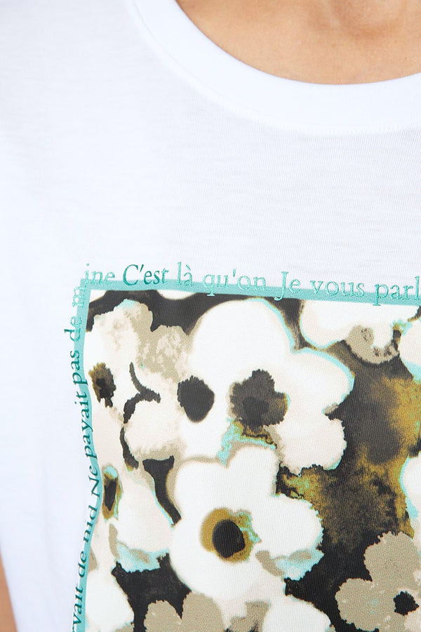 T-Shirt mit Placement Print | Teal Flowers