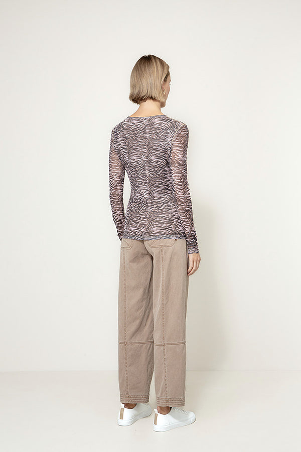 Meshshirt mit Print | Taupe Tide Small