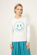 Strickpullover mit Smiley | Offwhite