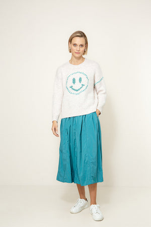 Strickpullover mit Smiley | Offwhite