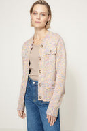 mehrfarbige Strickjacke | Taupe