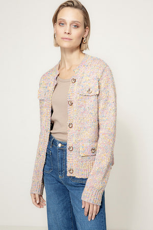 mehrfarbige Strickjacke | Taupe