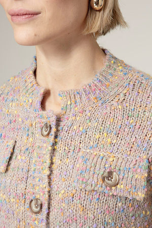 mehrfarbige Strickjacke | Taupe