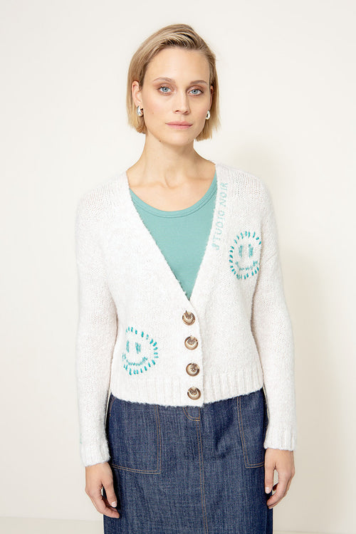 Strickjacke Smiley | Offwhite