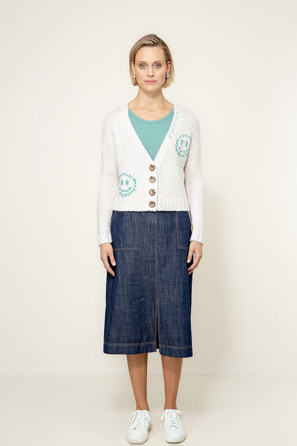 Strickjacke Smiley | Offwhite